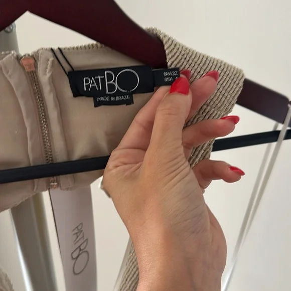 PATBO
Cutout Metallic Knit Fringe-trim Midi Dress In Clay - Picture 4 of 7